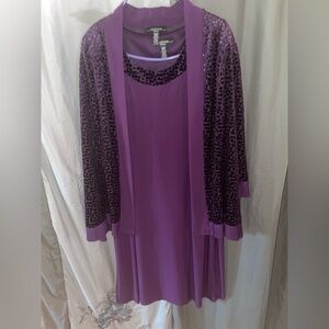 R&M Richards Purple Dress with Textured Jacket